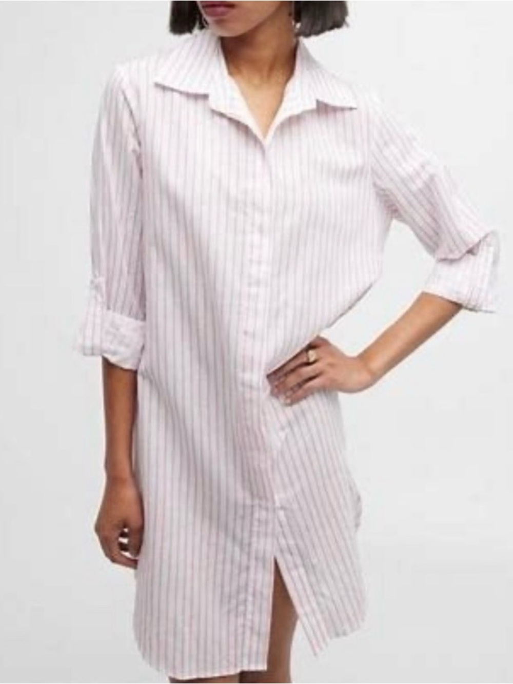 Women’s Harshman’s Willow Rose Pink Stripe High-low dress Size S Cotton/linen